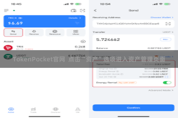 TokenPocket官网 点击“资产”选项进入资产管理页面